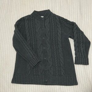 L.L. Bean Charcoal Gray Cable Knit Cardigan
